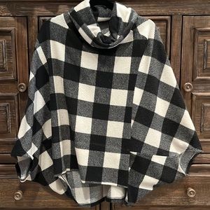 Checkered Poncho Sweater